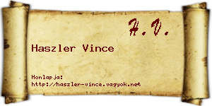 Haszler Vince névjegykártya